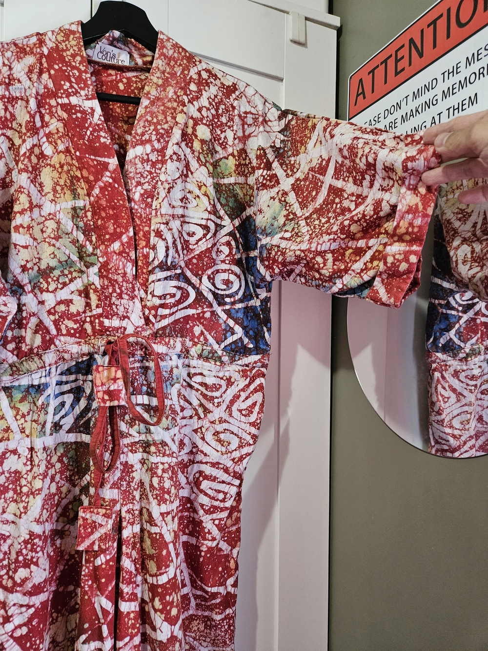 Abstract Red Multi-Color Printed Jumpsuit - Picture 4 of 4
